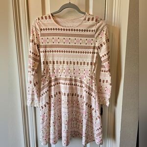 Patterned Long Sleeve Kids Dress